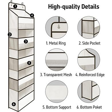 Over Door Hanging Organizer with 5 Large Pockets for Storage set of 2