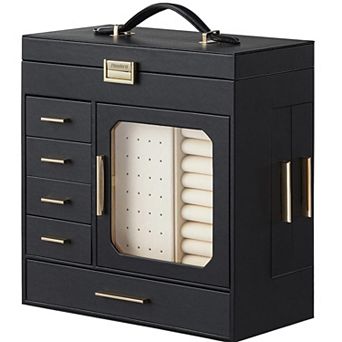 Glass Cover, Modern Style Jewelry Box with Mirror