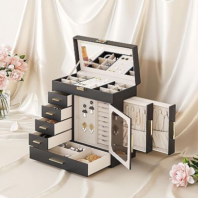 Glass Cover, Modern Style Jewelry Box with Mirror