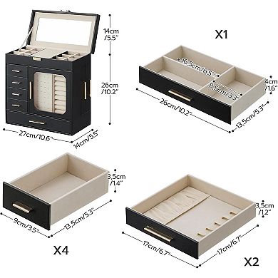 Glass Cover, Modern Style Jewelry Box with Mirror