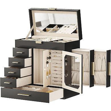 Glass Cover, Modern Style Jewelry Box with Mirror