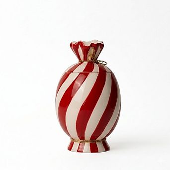 Christmas Ceramic Food Storage Jar with Lid, Holiday Candy & Snack Canister