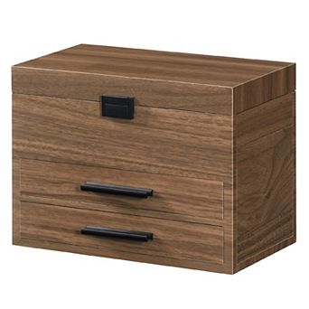 4-Layer Wooden Jewelry Organizer with Vertical Necklace Storage