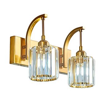 ZLAIQB 13.77" 2-Light Modern Crystal Bathroom Wall Lamp