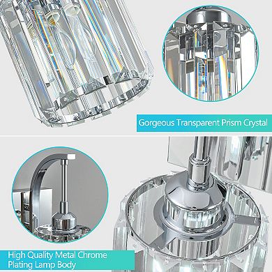 ZLAIQB 3-Light Chrome Modern Crystal Bathroom Wall Lamp