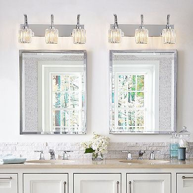 ZLAIQB 3-Light Chrome Modern Crystal Bathroom Wall Lamp