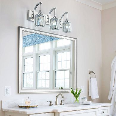 ZLAIQB 3-Light Chrome Modern Crystal Bathroom Wall Lamp