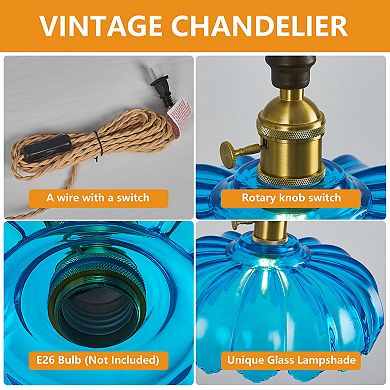 ZLAIQB 1-Light Glass Retro Flower Pendant Pendant Light