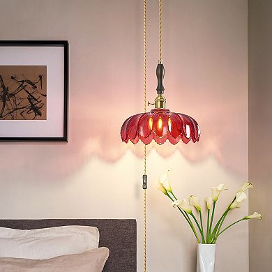ZLAIQB 1-Light Glass Retro Flower Pendant Pendant Light