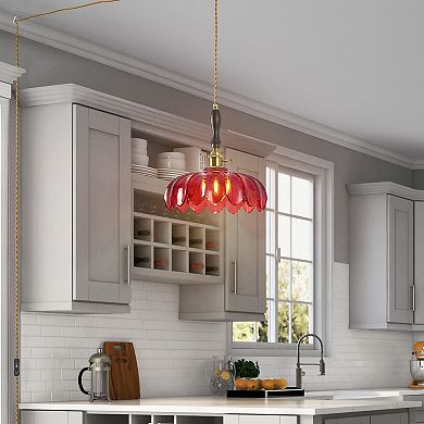 ZLAIQB 1-Light Glass Retro Flower Pendant Pendant Light