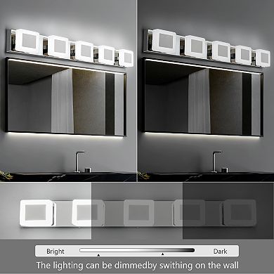 ZLAIQB 5-Light Gold Modern Acrylic LED Bathroom Wall Sconce