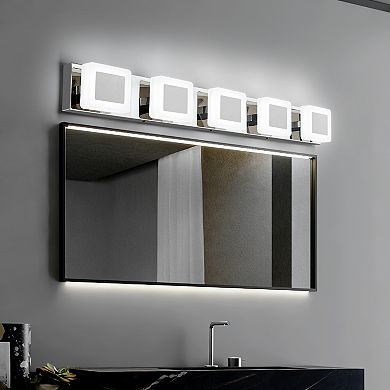 ZLAIQB 5-Light Gold Modern Acrylic LED Bathroom Wall Sconce