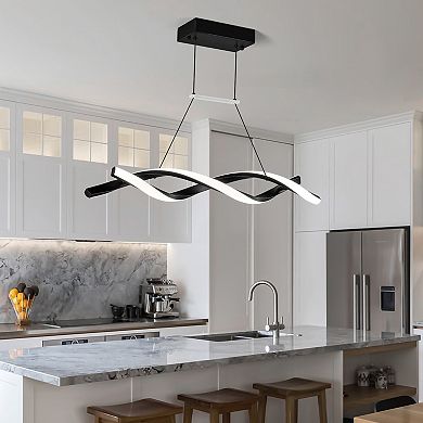 ZLAIQB 1-Light Gold Wave Shape Pendant 25.59in Pendant Light