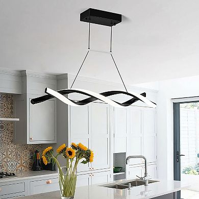 ZLAIQB 1-Light Gold Wave Shape Pendant 25.59in Pendant Light