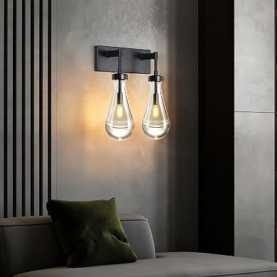 2-Light Modern Crystal Raindrop Wall Sconce Vanity Light