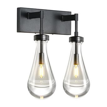 2-Light Modern Crystal Raindrop Wall Sconce Vanity Light