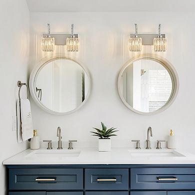 ZLAIQB 2-Light Modern Crystal Bathroom Wall Lamp