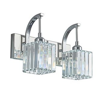2-Light Modern Crystal Vanity Wall Sconce for Bathroom Over Mirror