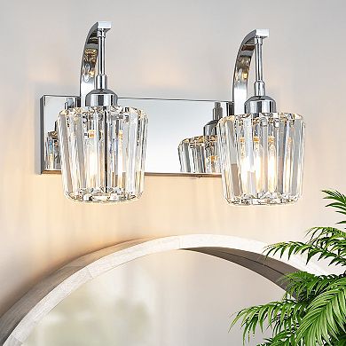 ZLAIQB 2-Light Black Modern Crystal Bathroom Wall Lamp