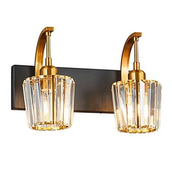 ZLAIQB 13.77" 2-Light Modern Crystal Bathroom Wall Lamp