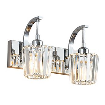 ZLAIQB 2-Light Black Modern Crystal Bathroom Wall Lamp