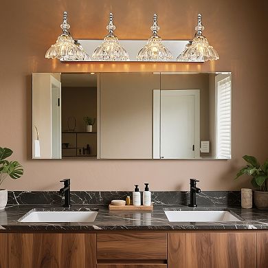 ZLAIQB 4-Light Gold Vintage Glass Bathroom Wall Sconce