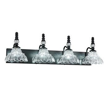 4-Light Vintage Flower Glass Vanity Light Fixture