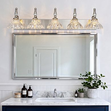 ZLAIQB 5-Light Chrome Vintage Glass Bathroom Wall Sconce