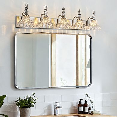 ZLAIQB 5-Light Chrome Vintage Glass Bathroom Wall Sconce