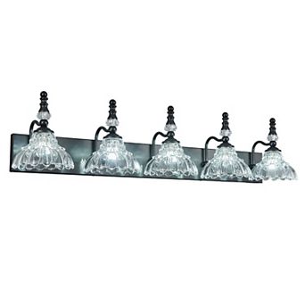 5-Light Vintage Flower Glass Vanity Light Fixture