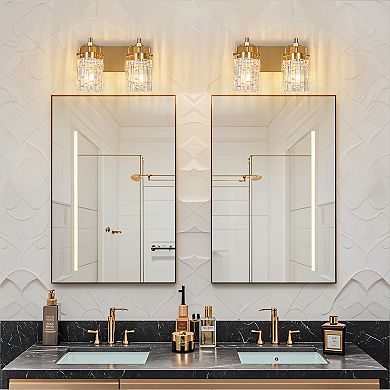 ZLAIQB 2-Light Modern Crystal Glass Bathroom Wall Sconce