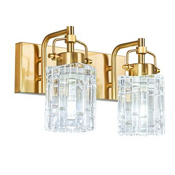 ZLAIQB 11.81" 2-Light Modern Crystal Glass Bathroom Wall Sconce