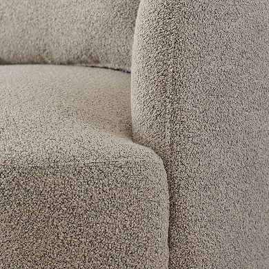 Modern Wide Boucle Upholstered Swivel Barrel Armchair with Pillow