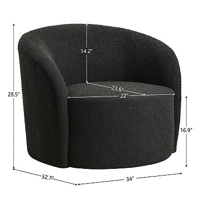 Round Boucle Upholstered Swivel Barrel Chair Set of 2