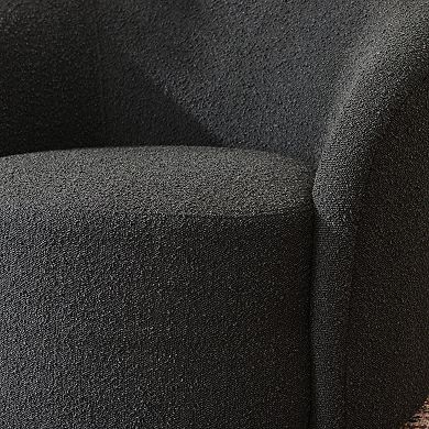Round Boucle Upholstered Swivel Barrel Chair