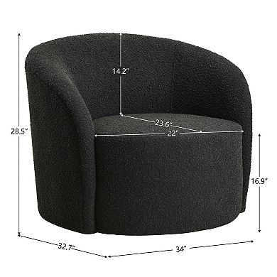 Round Boucle Upholstered Swivel Barrel Chair