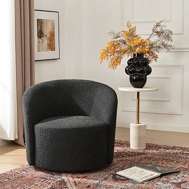 Round Boucle Upholstered Swivel Barrel Chair