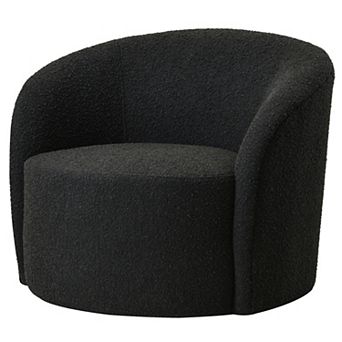 Round Boucle Upholstered Swivel Barrel Chair