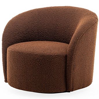 Round Boucle Upholstered Swivel Barrel Chair