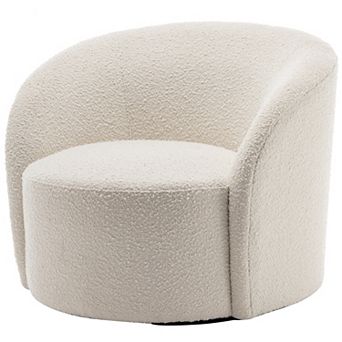 Round Boucle Upholstered Swivel Barrel Chair