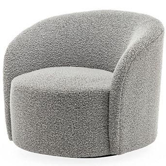 Round Boucle Upholstered Swivel Barrel Chair