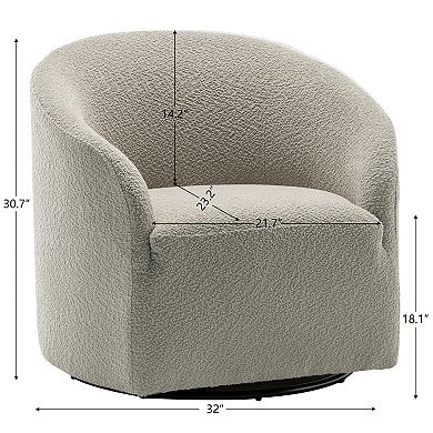Modern Boucle Upholstered Swivel Barrel Chair