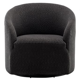 Modern Boucle Upholstered Swivel Barrel Chair
