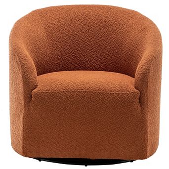 Modern Boucle Upholstered Swivel Barrel Chair
