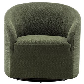 Modern Boucle Upholstered Swivel Barrel Chair