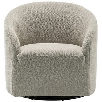 Modern Boucle Upholstered Swivel Barrel Chair