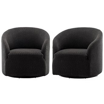 Modern Boucle Upholstered Swivel Barrel Chair Set of 2
