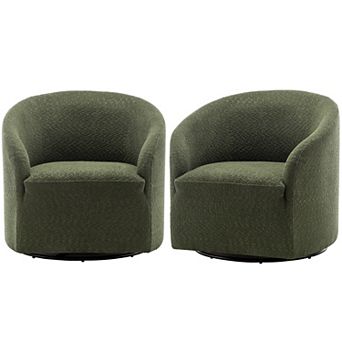 Modern Boucle Upholstered Swivel Barrel Chair Set of 2