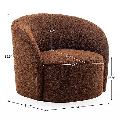 Round Boucle Upholstered Swivel Barrel Chair Set of 2