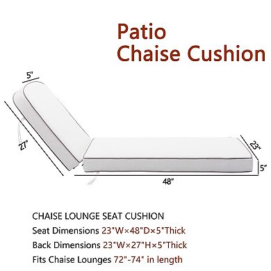 Outdoor Chaise Lounge Thick Polyester Seat Back Cushion Set of 2